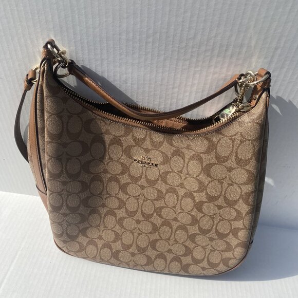 Coach Brown Signature Coated Canvas and Leather Harley Hobo - Picture 6 of 16